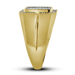 10kt Yellow Gold Mens Princess Diamond Cluster Ring 1 Cttw