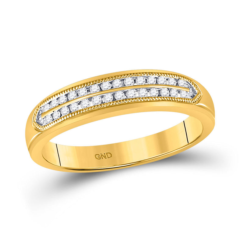 10kt Yellow Gold Mens Round Diamond Double Row Band Ring 1/4 Cttw