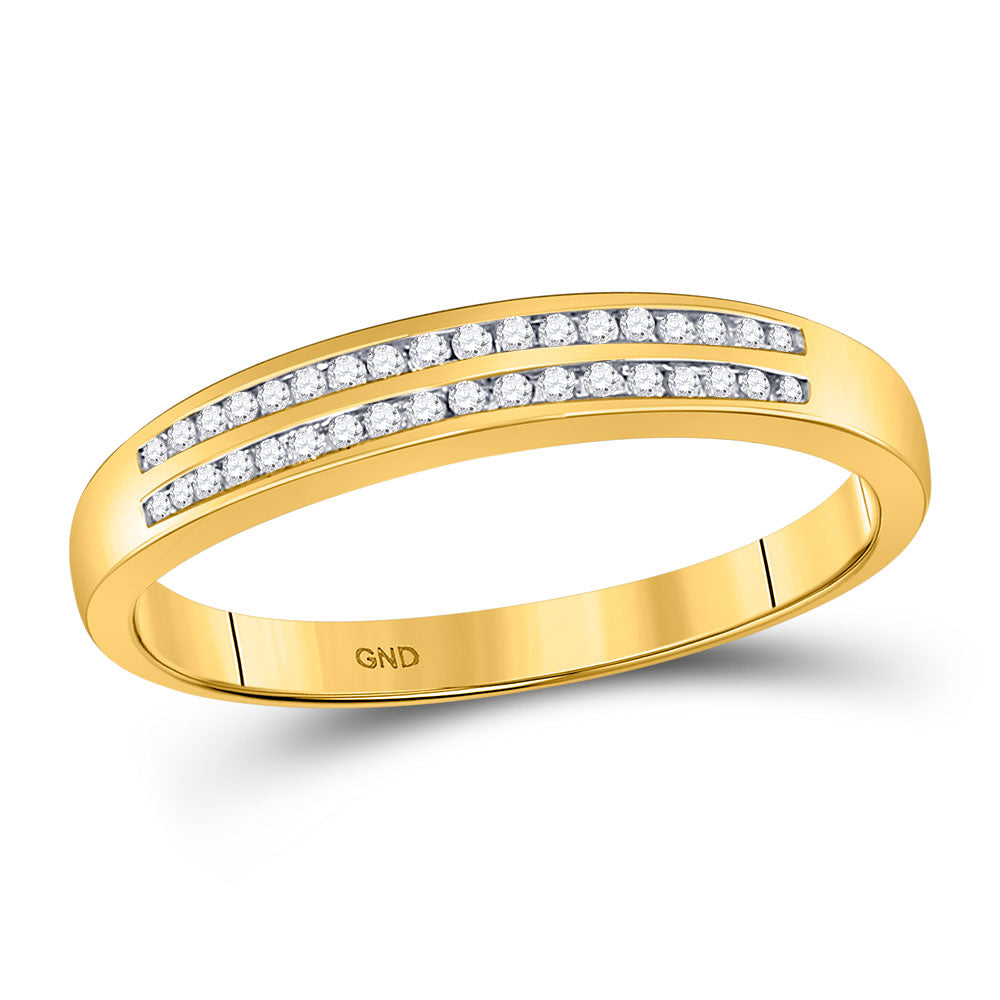 10kt Yellow Gold Mens Round Diamond Slender Double Row Band Ring 1/5 Cttw