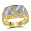 10kt Yellow Gold Mens Round Diamond Symmetrical Arched Square Cluster Ring 1/3 Cttw