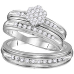 10kt White Gold His Hers Round Diamond Cluster Matching Wedding Set 1/2 Cttw