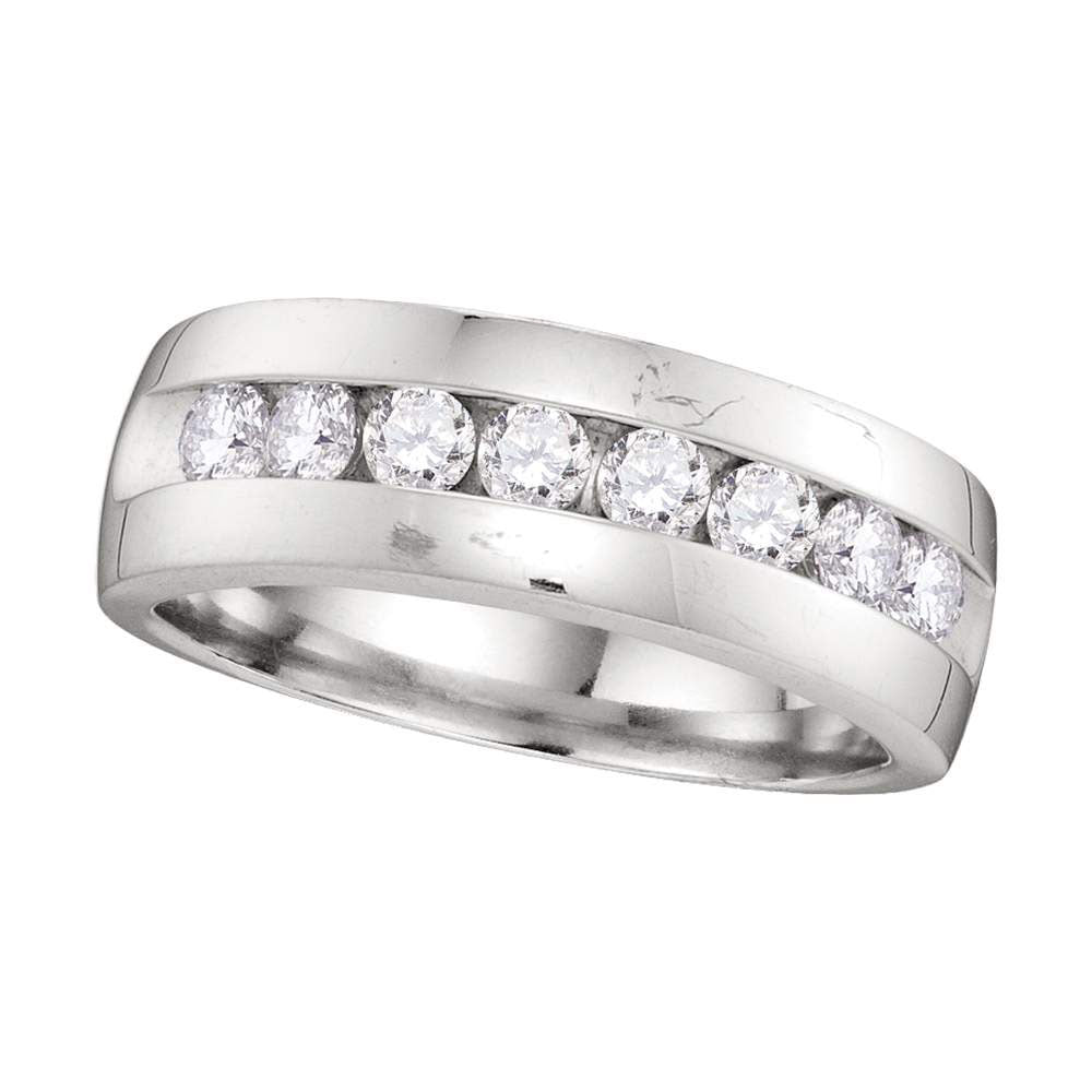 14kt White Gold Mens Round Diamond Wedding Band Ring 1 Cttw