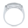 10kt White Gold Mens Round Pave-set Diamond Rectangle Cluster Ring 1/2 Cttw