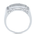 10kt White Gold Mens Round Pave-set Diamond Rectangle Cluster Ring 1/2 Cttw