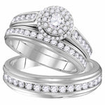 10kt White Gold His Hers Round Diamond Solitaire Matching Wedding Set 1-5/8 Cttw