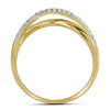 10kt Yellow Gold Womens Round Diamond Crossover Band Ring 3/8 Cttw