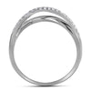 10kt White Gold Womens Round Diamond Crossover Band Ring 3/8 Cttw