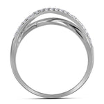 10kt White Gold Womens Round Diamond Crossover Band Ring 3/8 Cttw