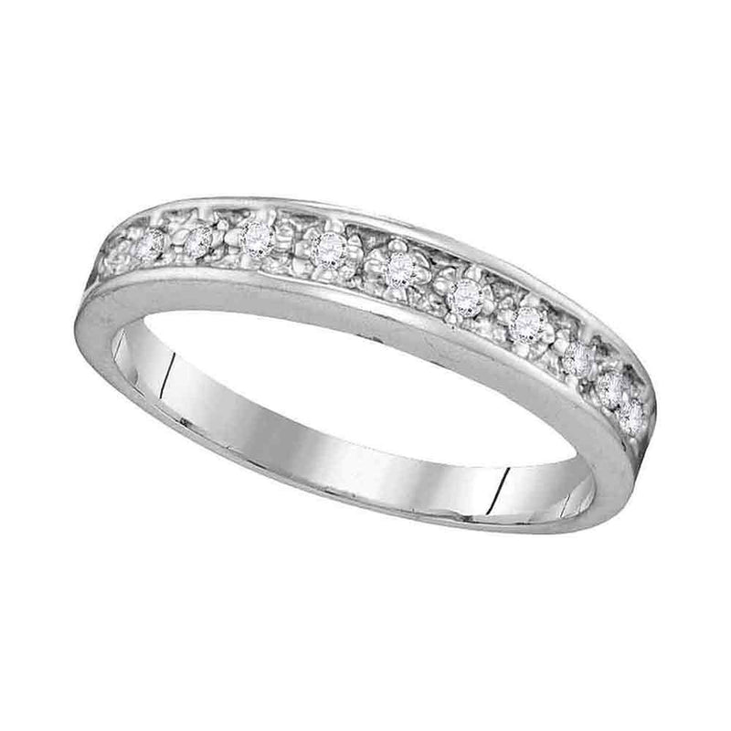 10kt White Gold Womens Round Diamond Band Ring 1/10 Cttw