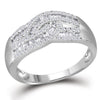 10k White Gold Womens Round Baguette Diamond Fashion Band Ring 5/8 Cttw