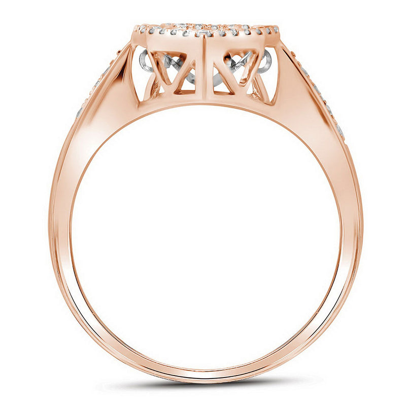 10kt Rose Gold Womens Round Brown Diamond Moving Solitaire Ring 3/8 Cttw