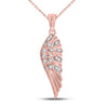 10kt Rose Gold Womens Round Diamond Angel Wing Fashion Pendant 1/20 Cttw