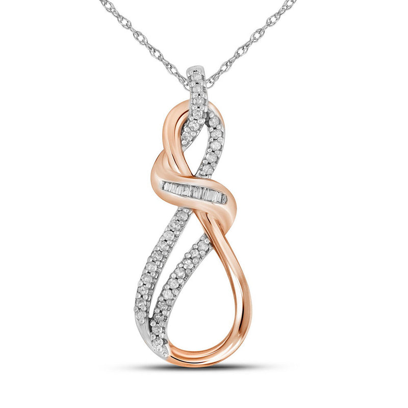 10kt Rose Gold Womens Round Diamond Infinity Pendant 1/6 Cttw