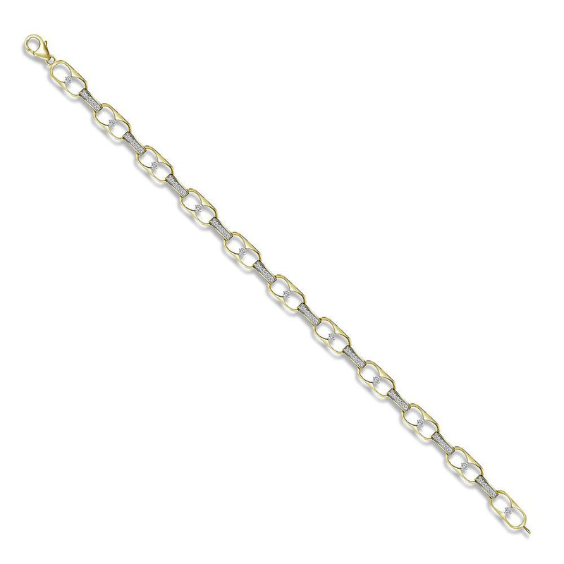 10kt Yellow Gold Womens Round Diamond Link Fashion Bracelet 1/3 Cttw