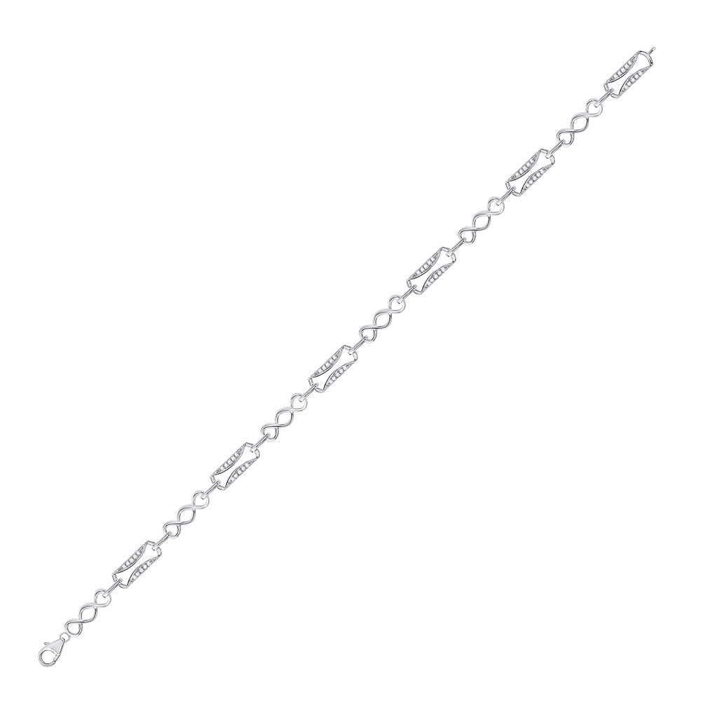 10kt White Gold Womens Round Diamond Sparkling Faceted Fashion Bracelet 1/3 Cttw