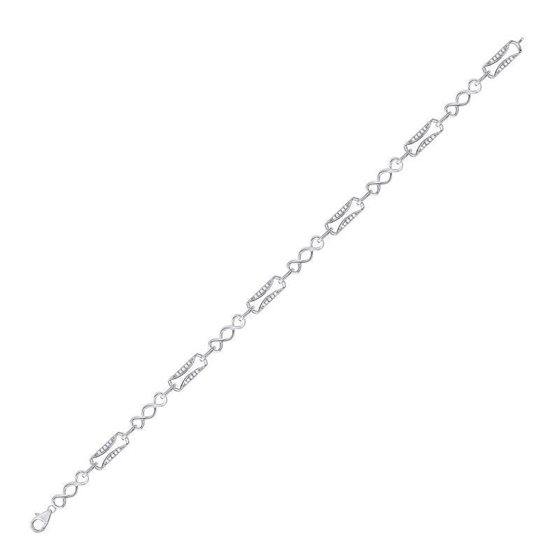 10kt White Gold Womens Round Diamond Sparkling Faceted Fashion Bracelet 1/3 Cttw