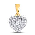 14kt Yellow Gold Womens Round Diamond Fashion Heart Pendant 1/3 Cttw