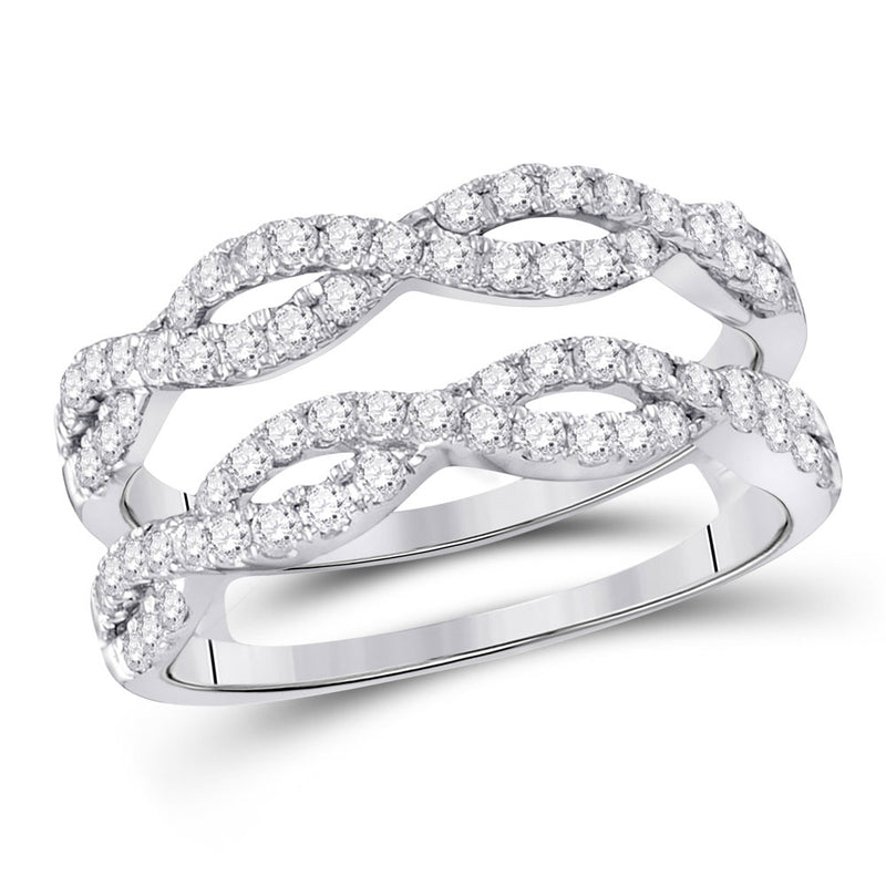 14kt White Gold Womens Round Diamond Wrap Ring Guard Enhancer 3/4 Cttw