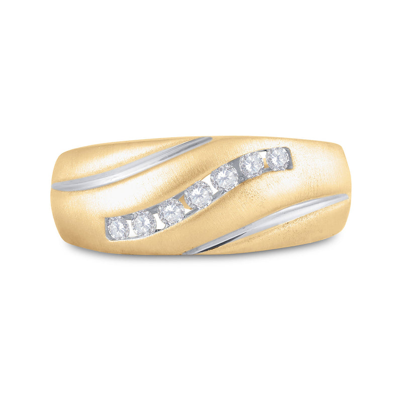 10kt Yellow Gold Mens Round Diamond Single Row Band Ring 1/4 Cttw