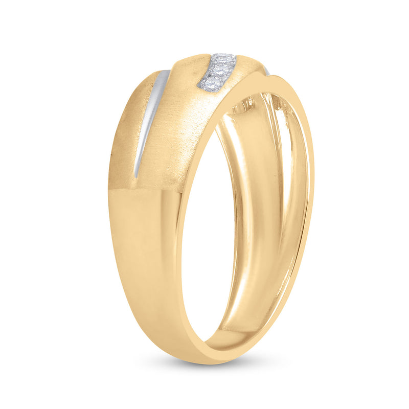 10kt Yellow Gold Mens Round Diamond Single Row Band Ring 1/4 Cttw