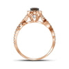 14kt Rose Gold Womens Round Brown Diamond Bridal Wedding Ring Band Set 1Cttw