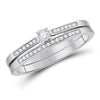 10kt White Gold Round Diamond Bridal Wedding Ring Band Set 1/8 Cttw