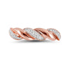 14kt Rose Gold Womens Round Diamond Milgrain Crossover Band Ring 1/20 Cttw