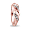 14kt Rose Gold Womens Round Diamond Milgrain Crossover Band Ring 1/20 Cttw