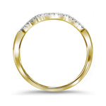 14kt Yellow Gold Womens Round Diamond Wedding Contoured Band 1/20 Cttw