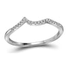 14kt White Gold Womens Round Diamond Wedding Contoured Band 1/20 Cttw