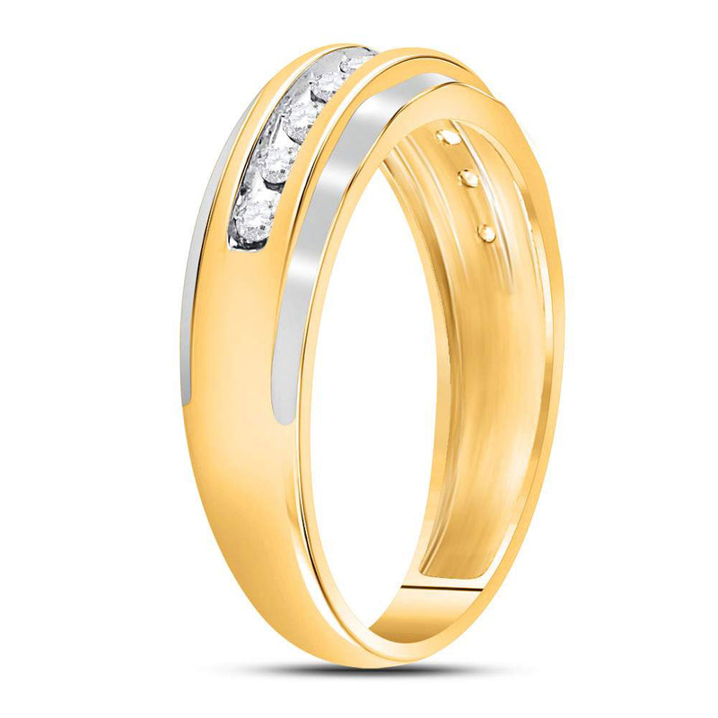 10kt Two-tone Gold Mens Round Diamond Wedding Band Ring 1/4 Cttw