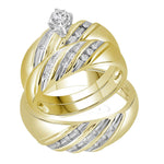 14kt Yellow Gold His Hers Round Diamond Round Matching Wedding Set 1/4 Cttw