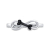 Sterling Silver Womens Round Black Color Enhanced Diamond Dog Bone Infinity Ring 1/20 Cttw