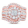 14kt Rose Gold Princess Round Diamond Bridal Wedding Ring Band Set 2-1/2 Cttw