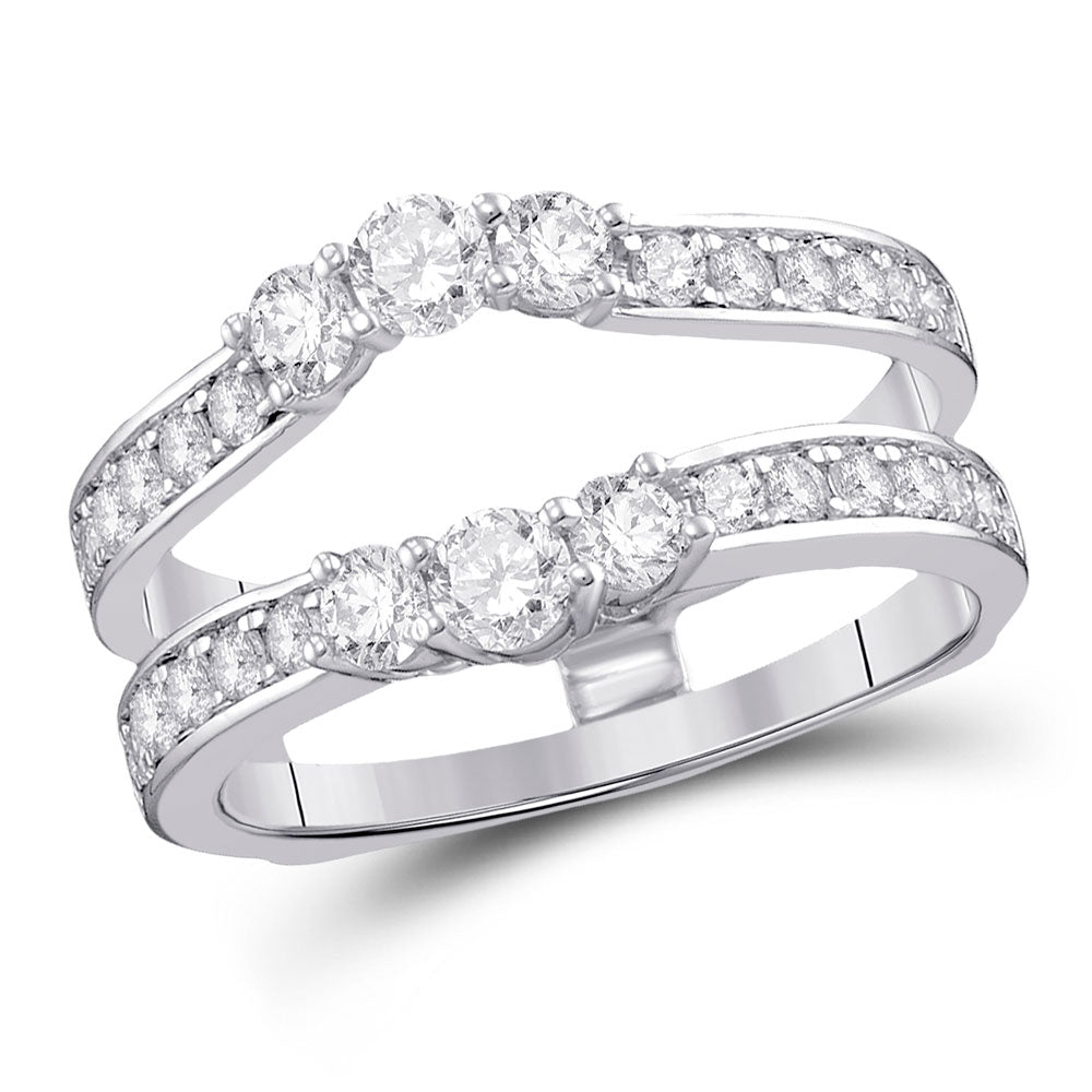 14kt White Gold Womens Round Diamond Wrap Ring Guard Enhancer 1 Cttw