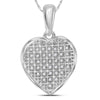 Sterling Silver Womens Round Diamond Heart Pendant 1/10 Cttw