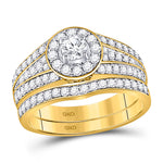 14kt Yellow Gold Diamond EGL Round Bridal Wedding Ring Band Set 1 Cttw