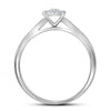 14kt White Gold Round Diamond Slender Halo Bridal Wedding Ring Band Set 1/2 Cttw