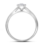 14kt White Gold Round Diamond Slender Halo Bridal Wedding Ring Band Set 1/2 Cttw