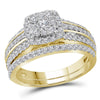 14kt Yellow Gold Round Diamond Bridal Wedding Ring Band Set 1 Cttw