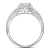 14kt White Gold Round Diamond Double Halo Bridal Wedding Ring Band Set 1 Cttw