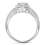 14kt White Gold Round Diamond Double Halo Bridal Wedding Ring Band Set 1 Cttw