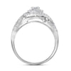 14kt White Gold Round Diamond Swirl Halo Bridal Wedding Ring Band Set 1 Cttw