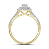 14kt Yellow Gold Round Diamond Double Halo Bridal Wedding Ring Band Set 1 Cttw