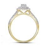 14kt Yellow Gold Round Diamond Double Halo Bridal Wedding Ring Band Set 1 Cttw