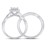 10kt White Gold Princess Diamond Bridal Wedding Ring Band Set 1 Cttw