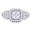 10kt White Gold Womens Round Diamond Square Halo Cluster Ring 1-1/4 Cttw