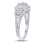 10kt White Gold Womens Round Diamond Square Halo Cluster Ring 1-1/4 Cttw