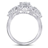 10kt White Gold Womens Round Diamond Square Halo Cluster Ring 1-1/4 Cttw