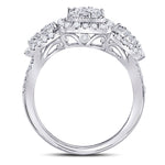 10kt White Gold Womens Round Diamond Square Halo Cluster Ring 1-1/4 Cttw